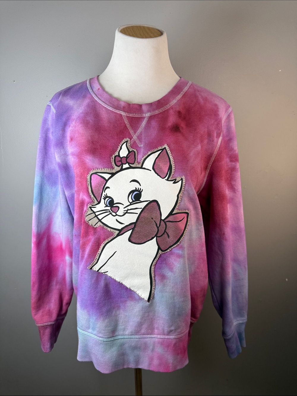 Pink Purple Tie-Dye Cat Graphic Sweatshirt